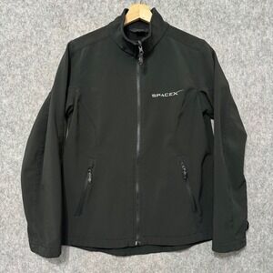 SpaceX Womens Sz Medium North End Black Softshell Full Zip Jacket Fleece Lined